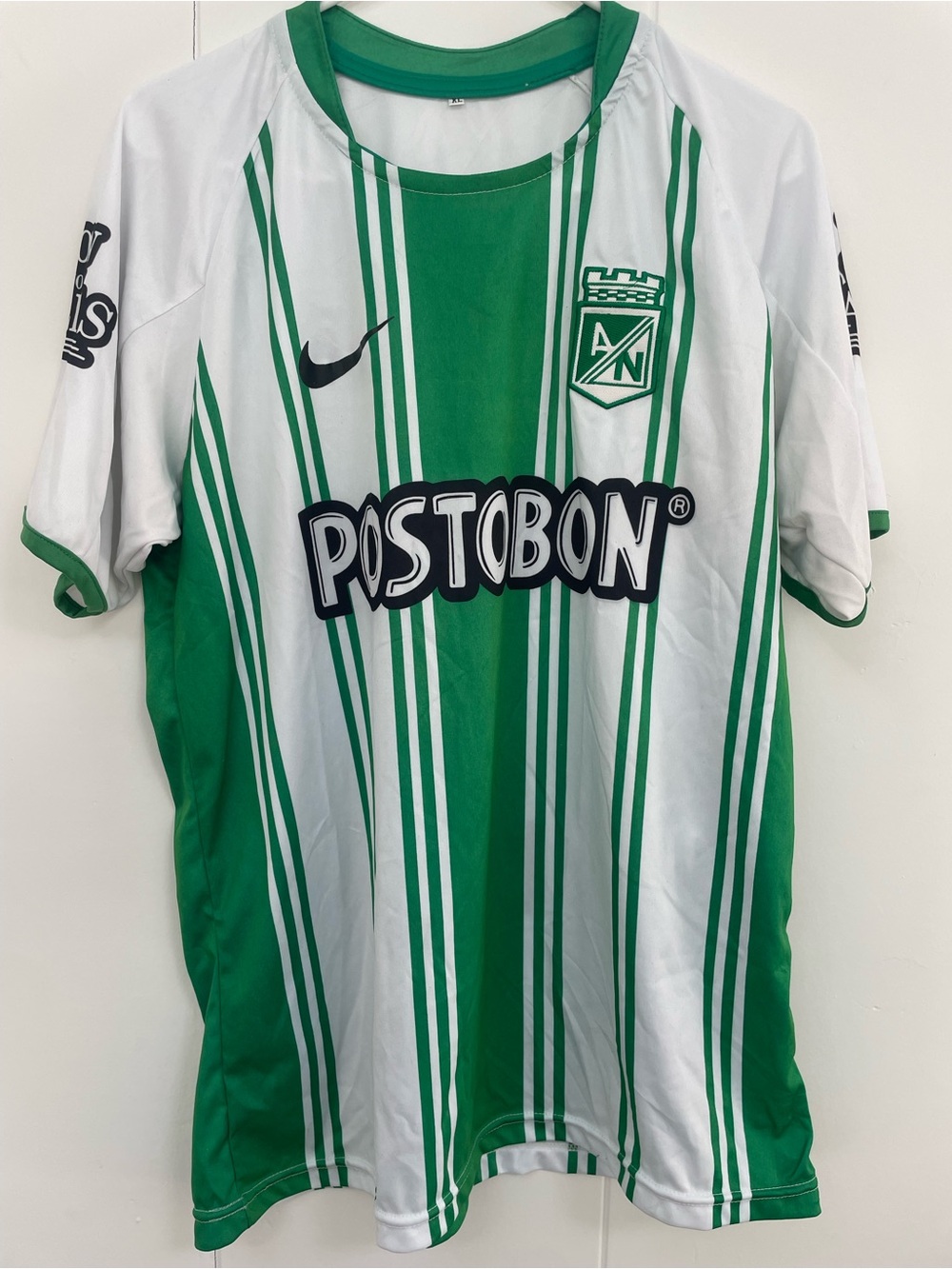 Nike Green & White Striped Soccer Jersey with Pistobon Logo